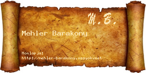 Mehler Barakony névjegykártya